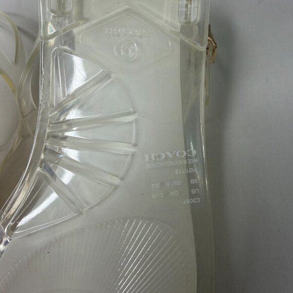 Coach Clear Jelly Sandals Size 9 Women’s Transparent Thong Flip Flops Gold Logo - Picture 8 of 8